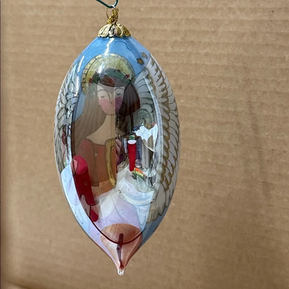 ⭐️Pier 1 Imports 2009 Li Bien Hand Painted Mouth Blown Glass Angel Drop Ornament